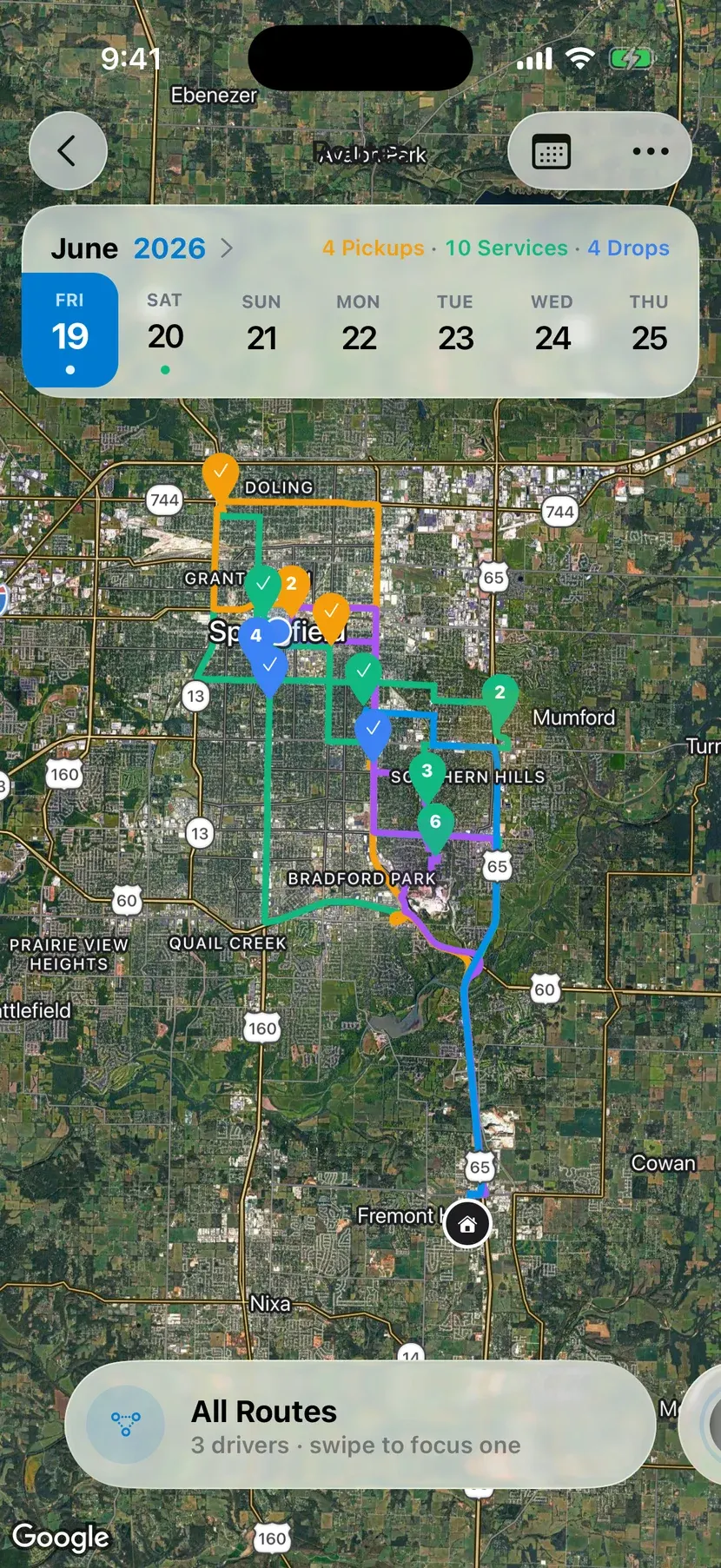 Live route map — your whole fleet on one screen